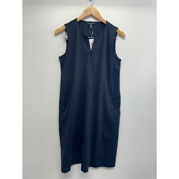Eileen Fisher Dress Size Extra Small Black Knee Length Easy Fit Front Zip - Picture 3 of 10